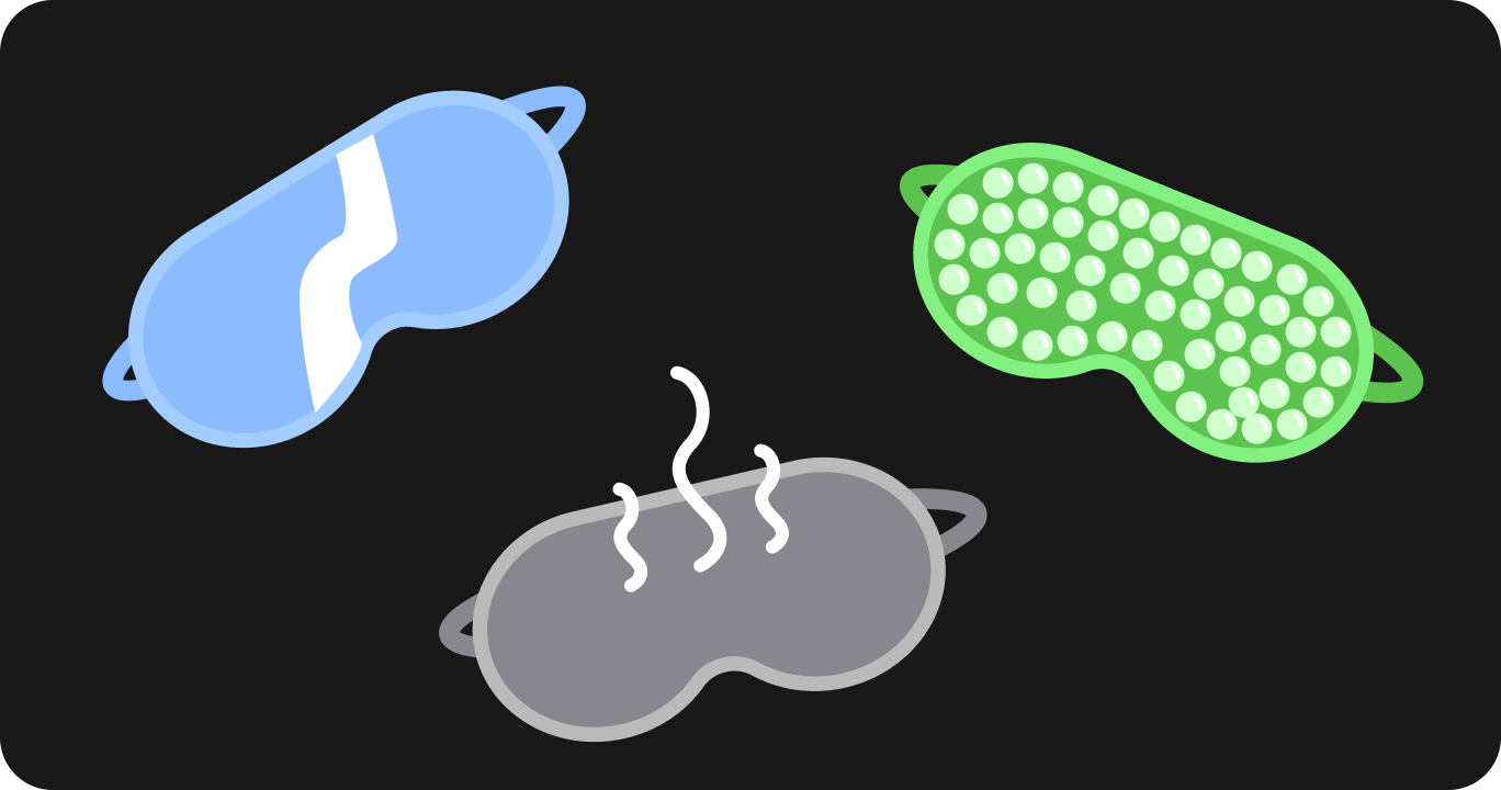different types of sleep masks laid out on a table