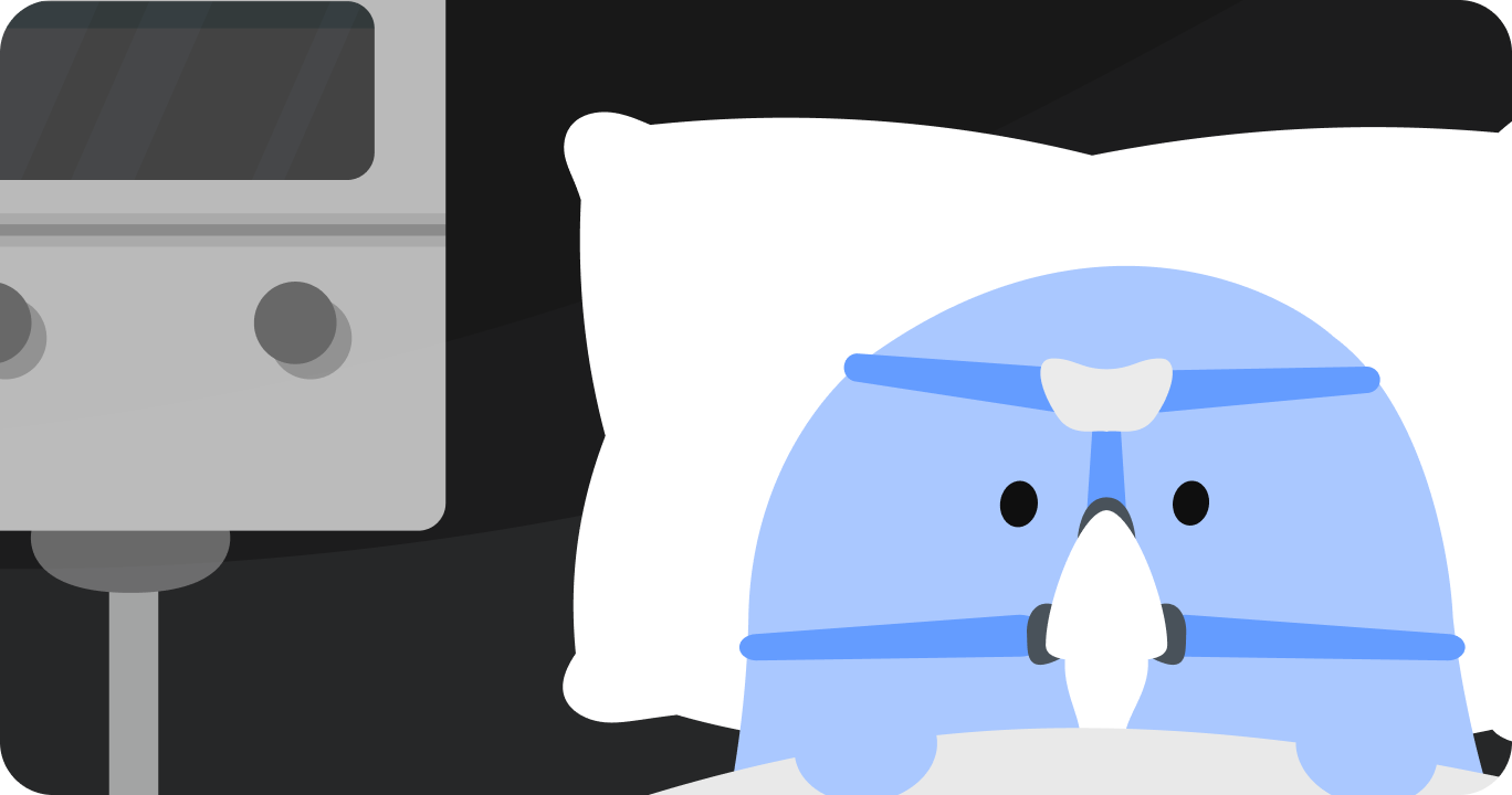 いびき治療の方法として鼻用CPAP（持続陽圧呼吸療法）を使用している様子