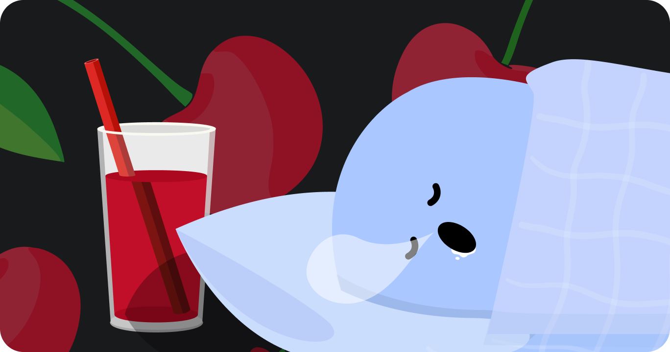 寝る前にタルトチェリージュースを飲んで眠っている人の姿