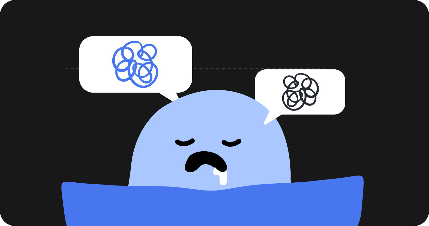 眠ったまま寝言を言っている様子