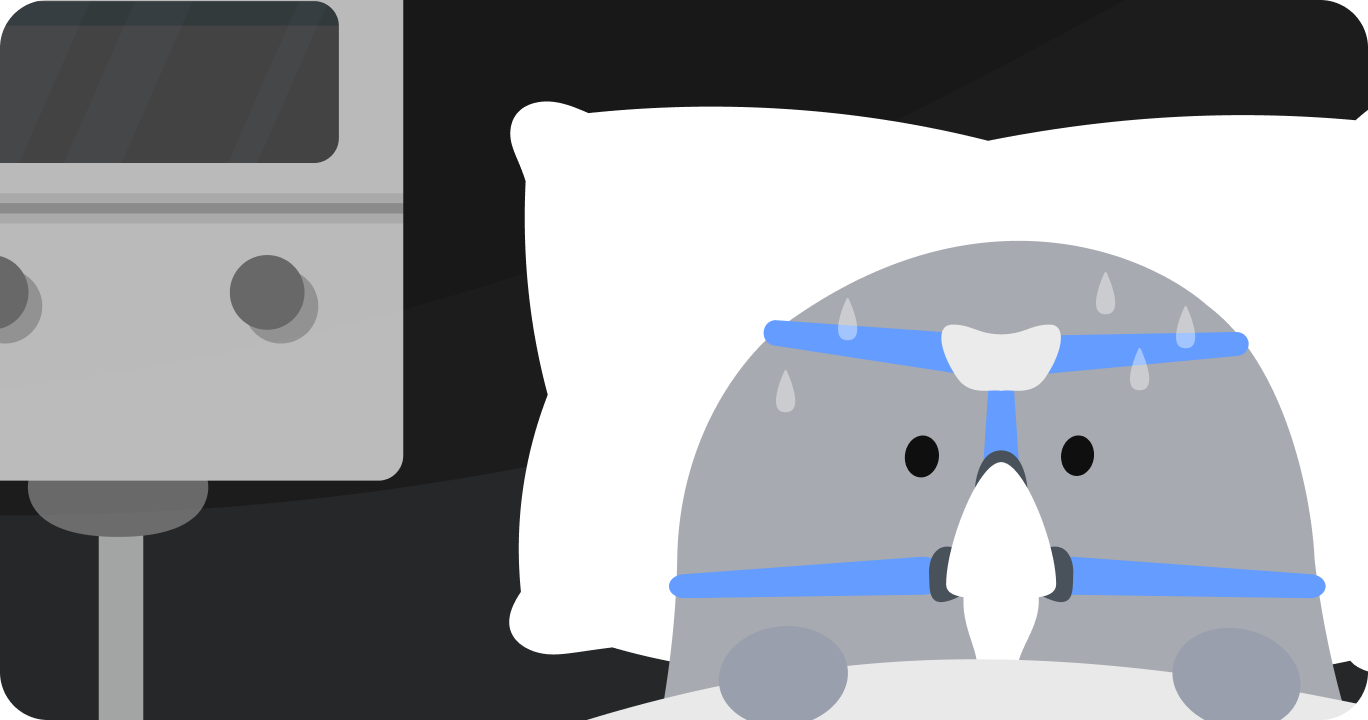 睡眠時無呼吸の影響で発汗している様子