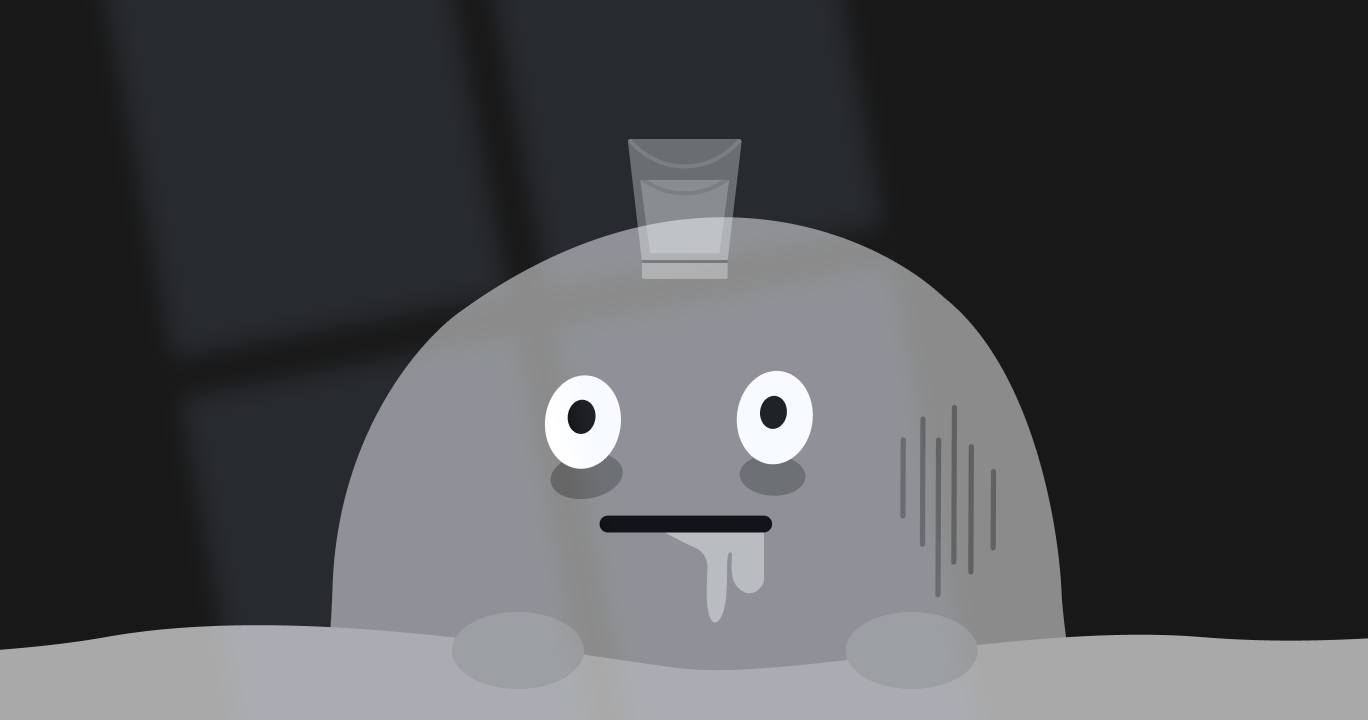 持續在睡前飲酒反而輾轉難眠導致酒精中毒的樣子