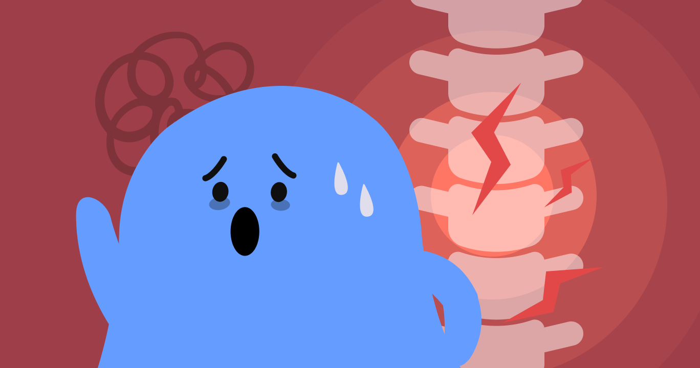 因椎間盤突出而在睡醒後經歷劇烈腰痛的模樣