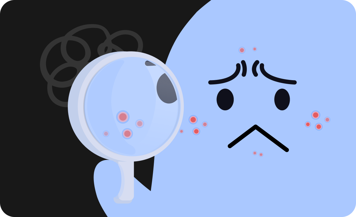 因為睡眠不足而長痘痘的樣子