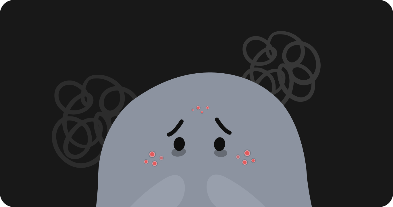 由於睡眠不足持續長痘痘的模樣