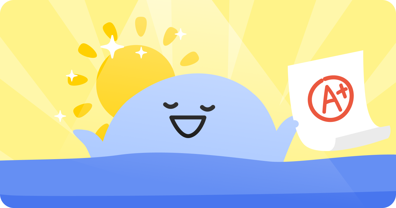 元気に目覚めて授業に向かう準備ができている様子