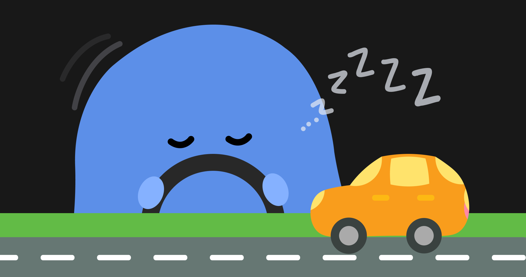 An image of a driver falling asleep behind the wheel, highlighting how sleep debt can cause microsleep and impact focus and safety